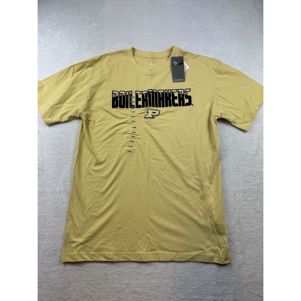 Embroidered Purdue University Boilermakers T-Shirt Yellow Unisex Sz Large New